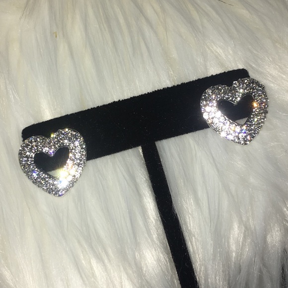 14k gold 3CT heart pave earrings love wedding - Picture 7 of 8